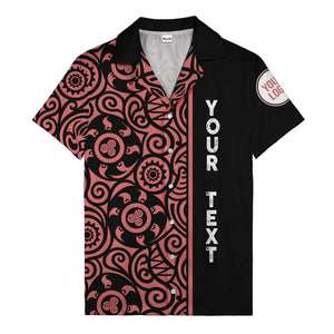 polynesian tribal swirls black white circular motifs hawaiian shirt for men