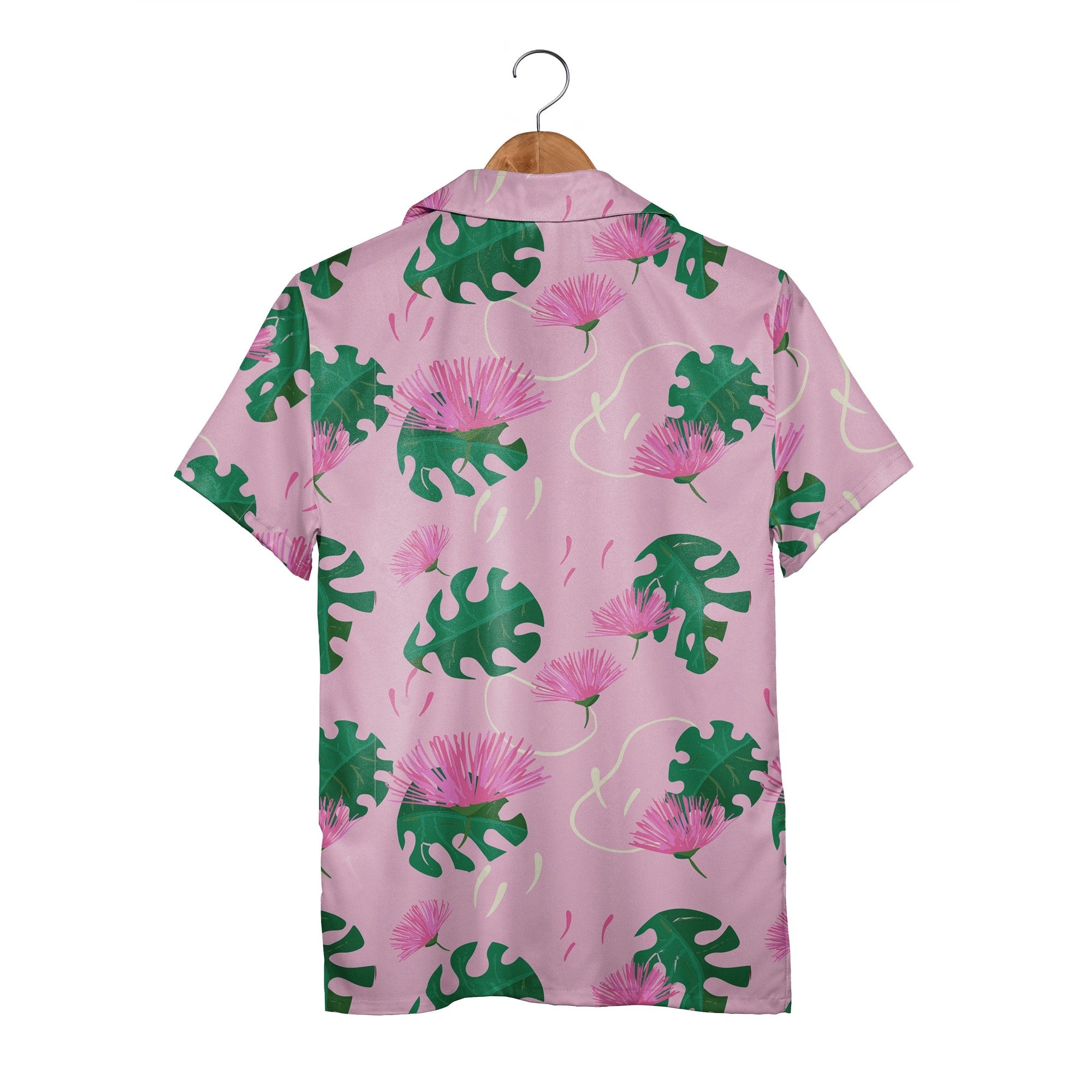 Powder Puff Botanical Hawaiian Shirt in Pastel Pink