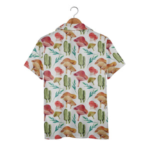 Psychedelic Pastel Mushroom Hawaiian Shirt on Black Background
