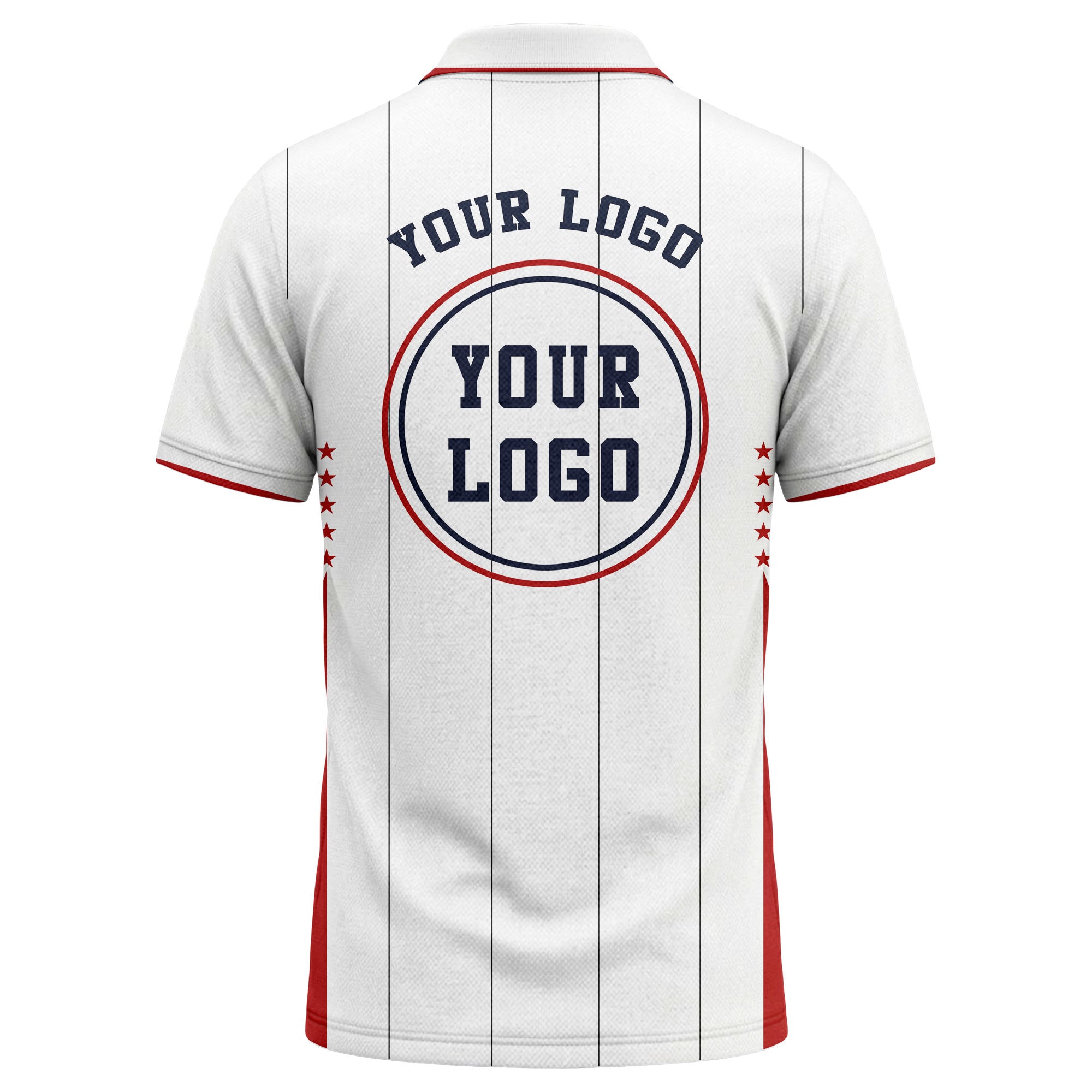 red stars & navy stripes custom logo golf performance polo shirt