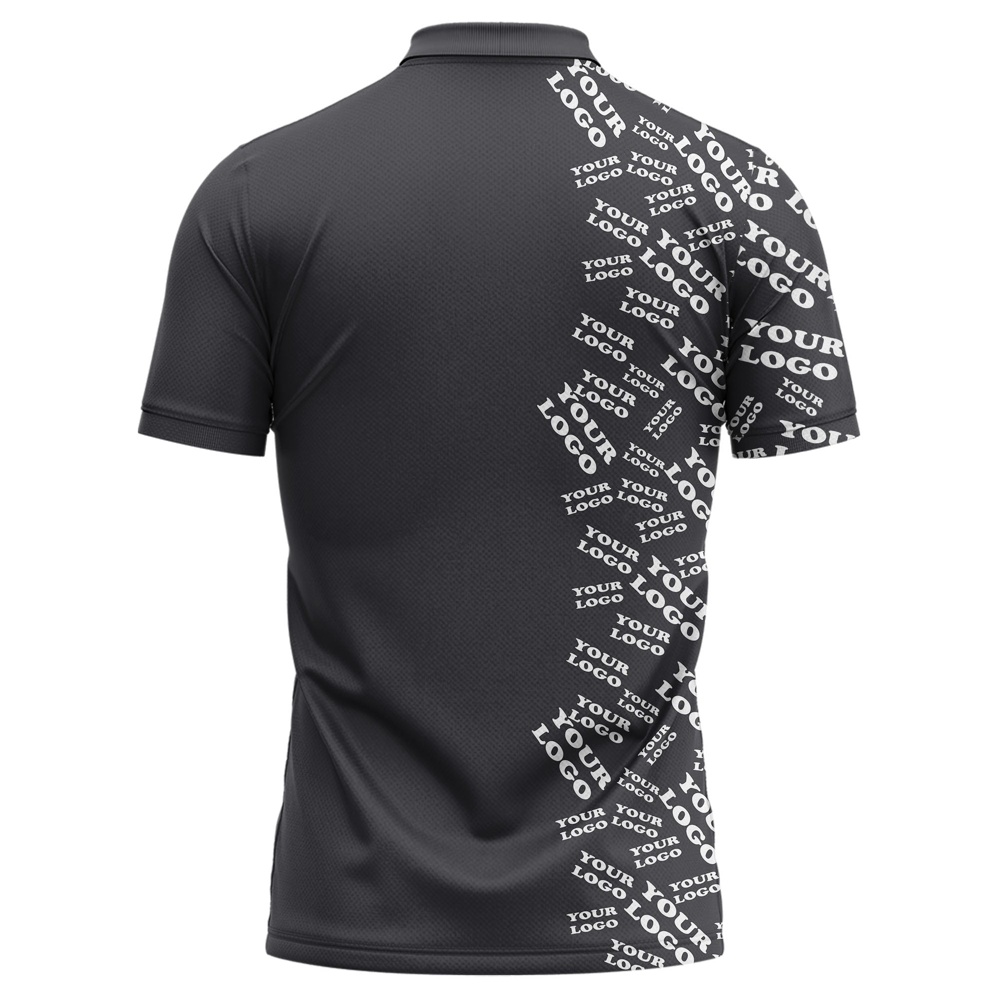 Repeating Custom Logo Text Black White Illustrated Polo Shirt for Men
