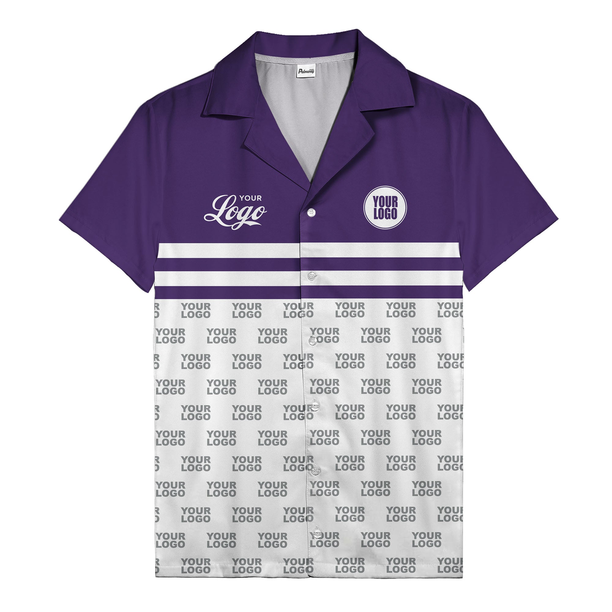 repeating customizable logo hawaiian shirt personalized text aloha button down shirt