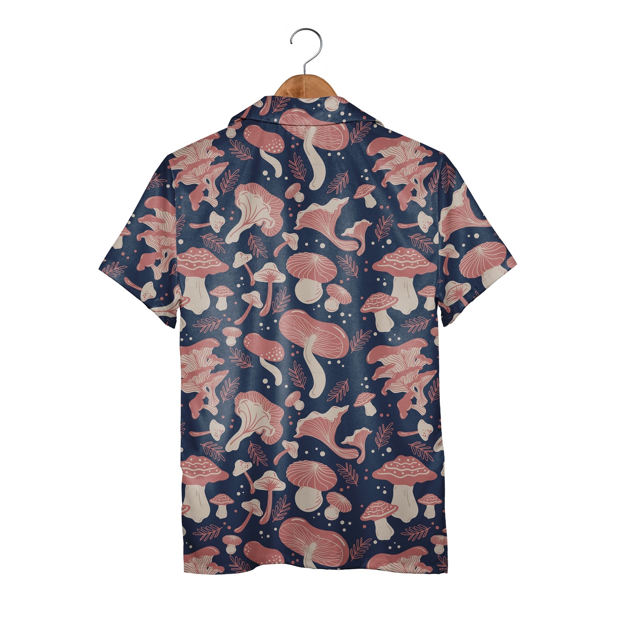 Retro Folk Art Botanical Mushroom Hawaiian Shirt with Berries