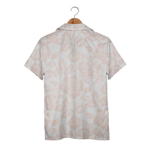 Save The Date Hawaiian Shirt with Damask Floral Pattern in Blush Pink