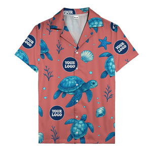 sea turtles & coral seashells aloha navy hawaiian shirt