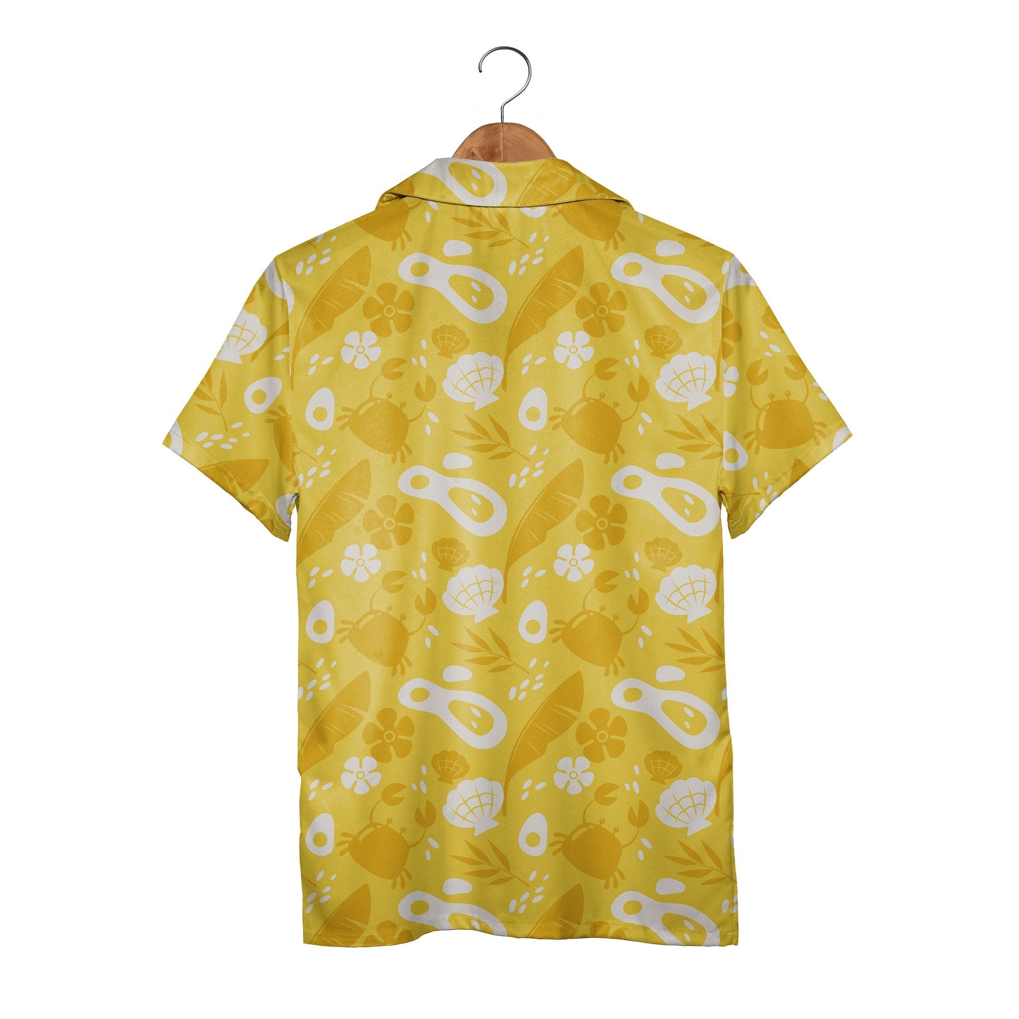 Seaside Crab Hawaiian Shirt with Shells and Banana Leaves