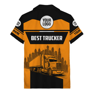 semi-truck cityscape hawaiian shirt for road-warrior professionals