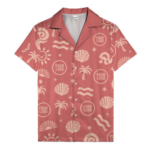 silver palm trees seashells sun waves vintage cartoon hawaiian shirt