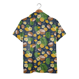 Sky Blue Hibiscus Beach Ball Hawaiian Shirt with Palm Fronds and Sun