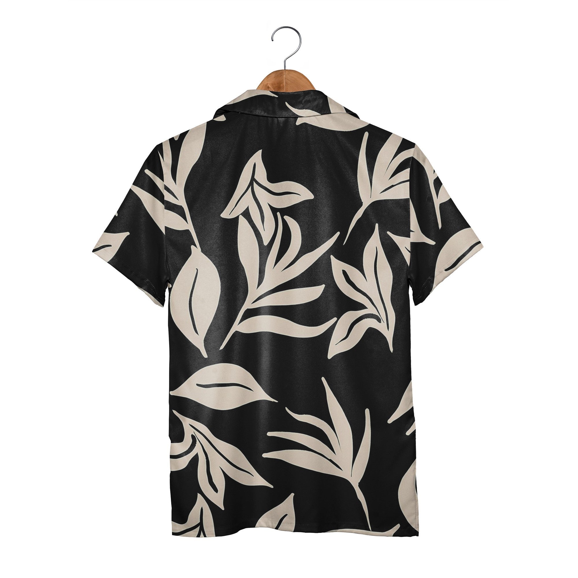 Sophisticated Cream Foliage Hawaiian Shirt with Abstract Botanical Print