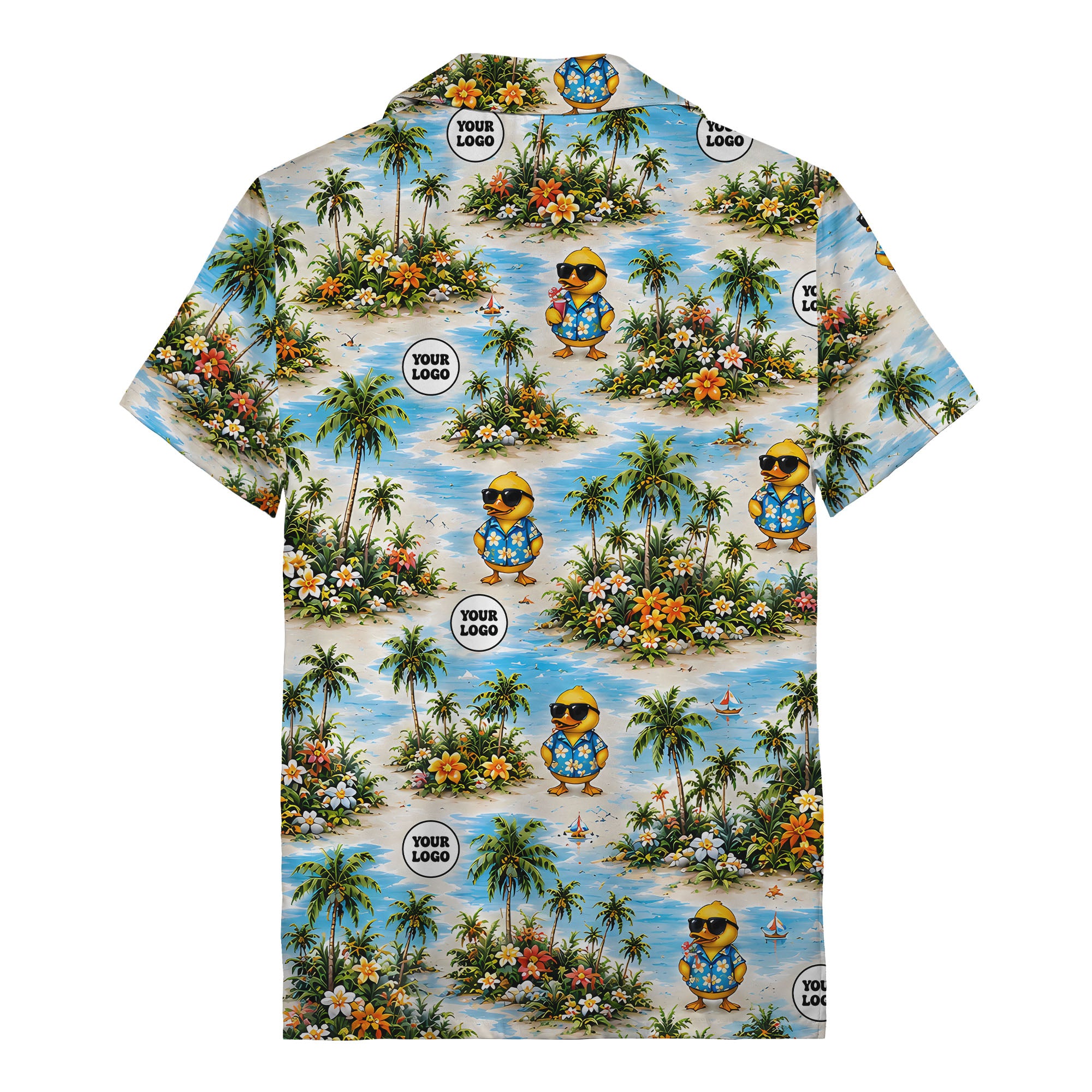 sunglasses ducks & palm trees beach scene hawaiian shirt for men