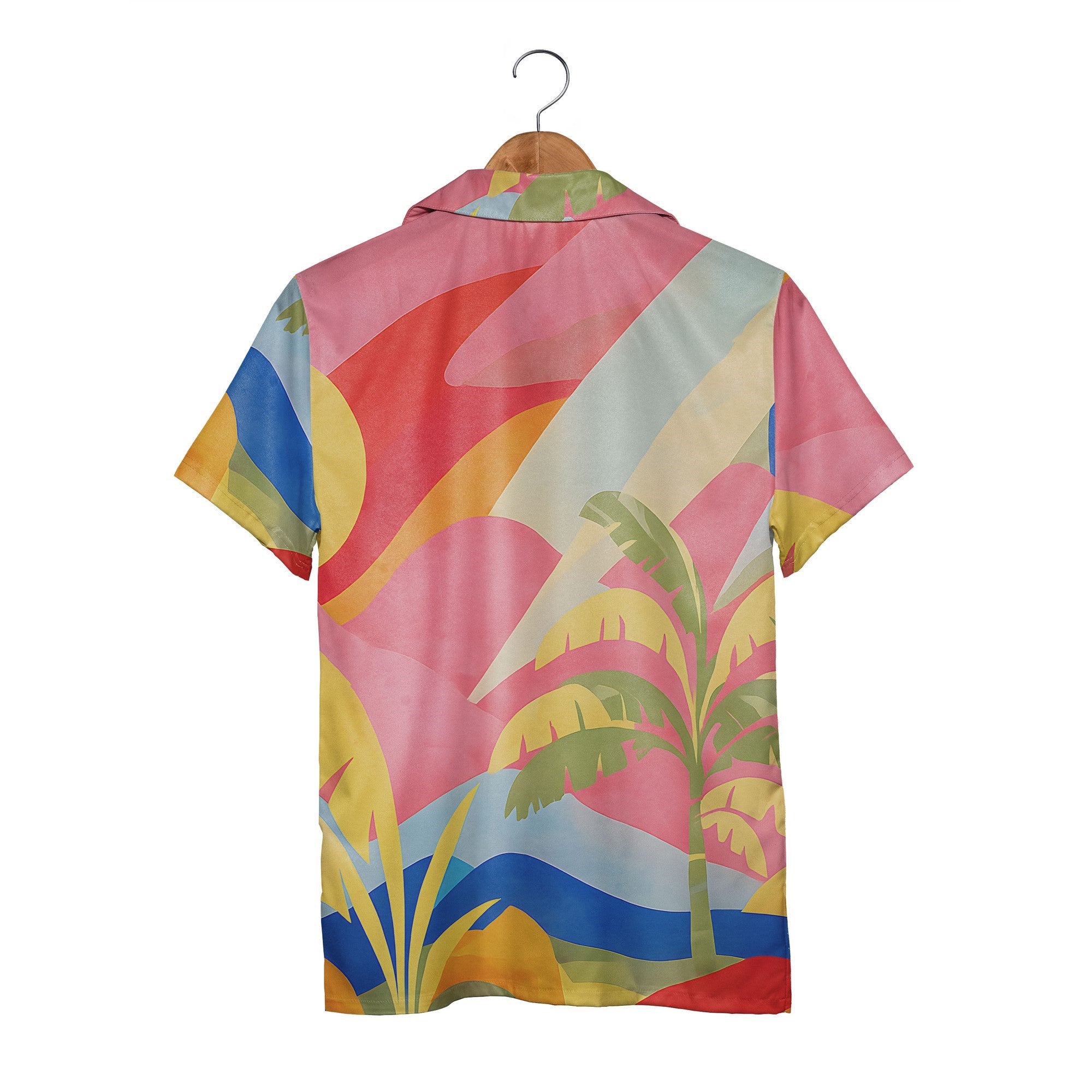 Sunset Palms Hawaiian Shirt with Abstract Tropical Landscape Design