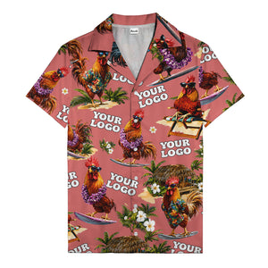 surfing roosters riding waves aloha hawaiian shirt with surfboards