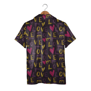 Sweet Pink Hearts Hawaiian Shirt with Large Flowers and Ribbon Bows