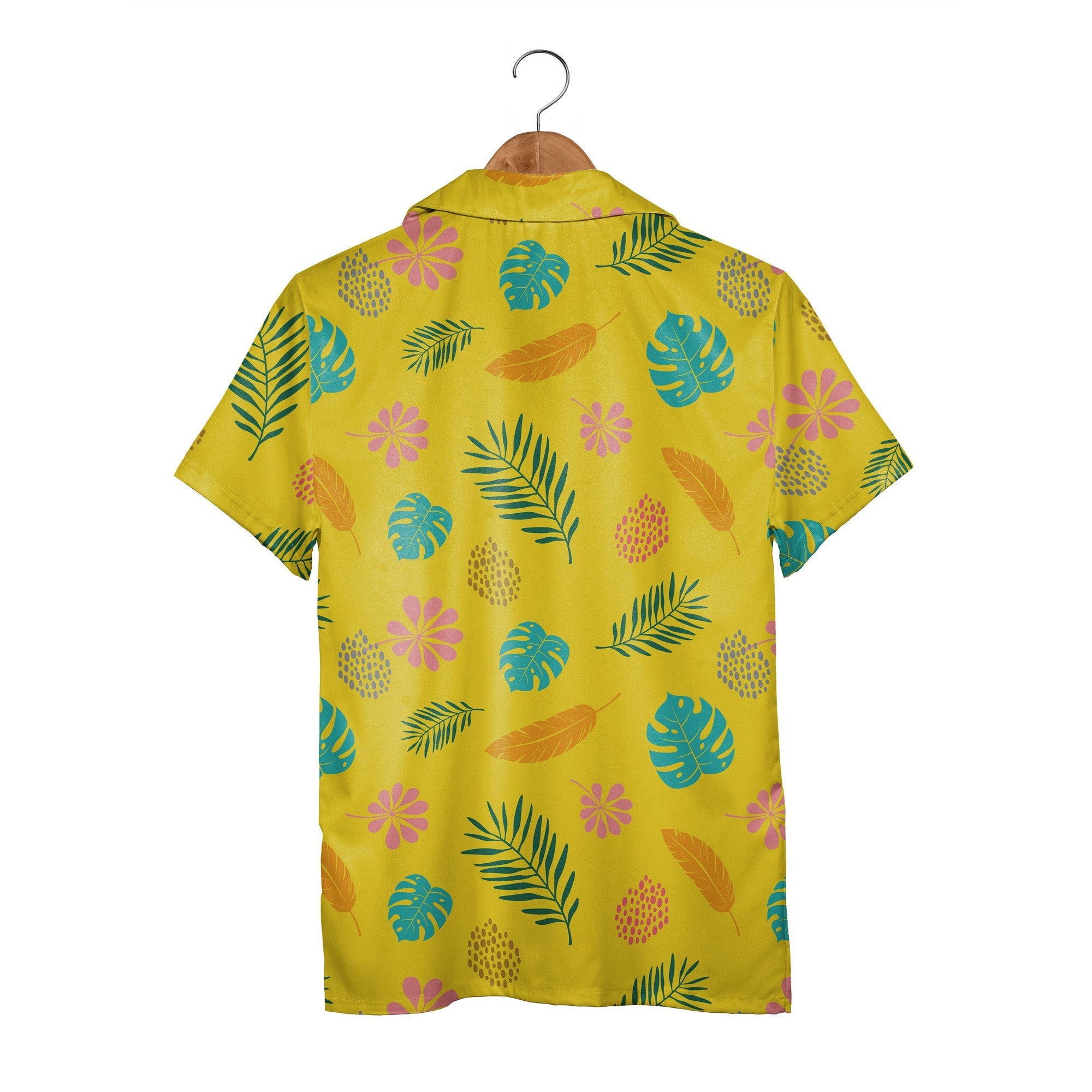 Teal Wave Hawaiian Shirt on Sunshine Yellow Background