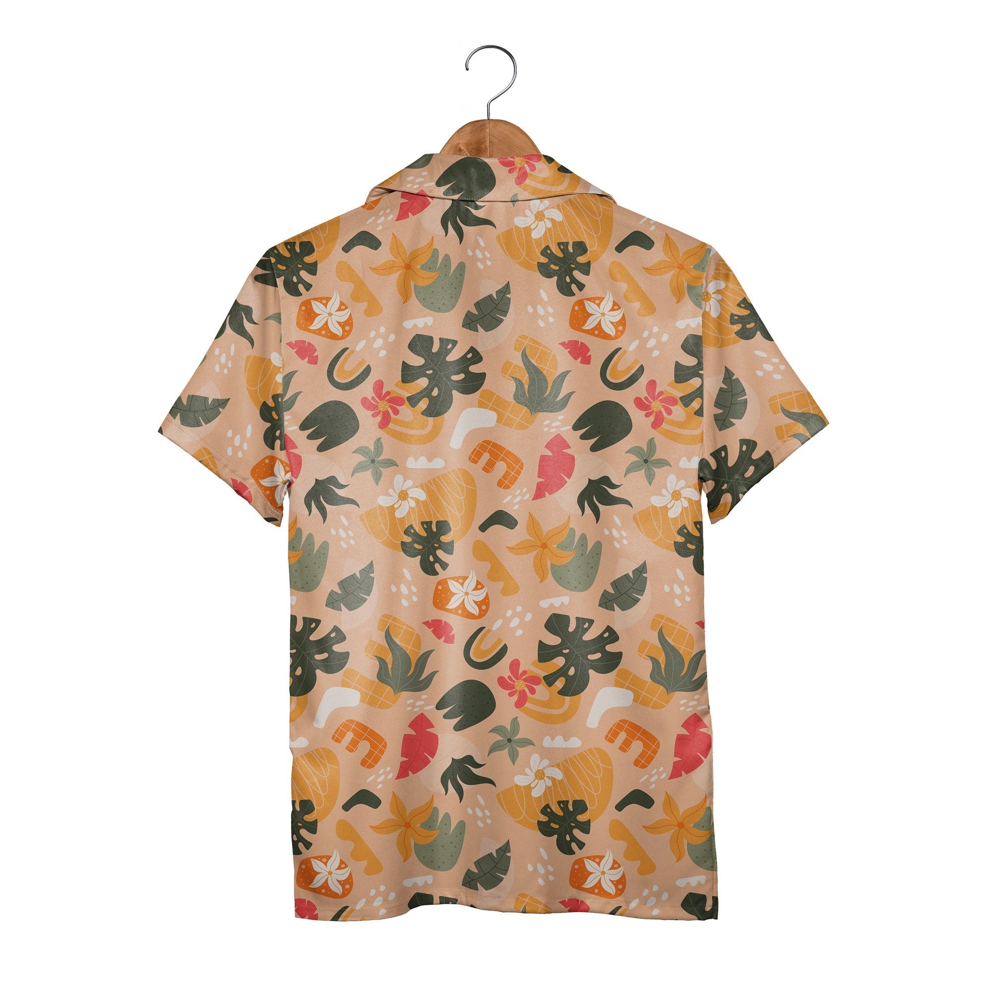 Terracotta Garden Hawaiian Shirt with Organic Leaf Shapes