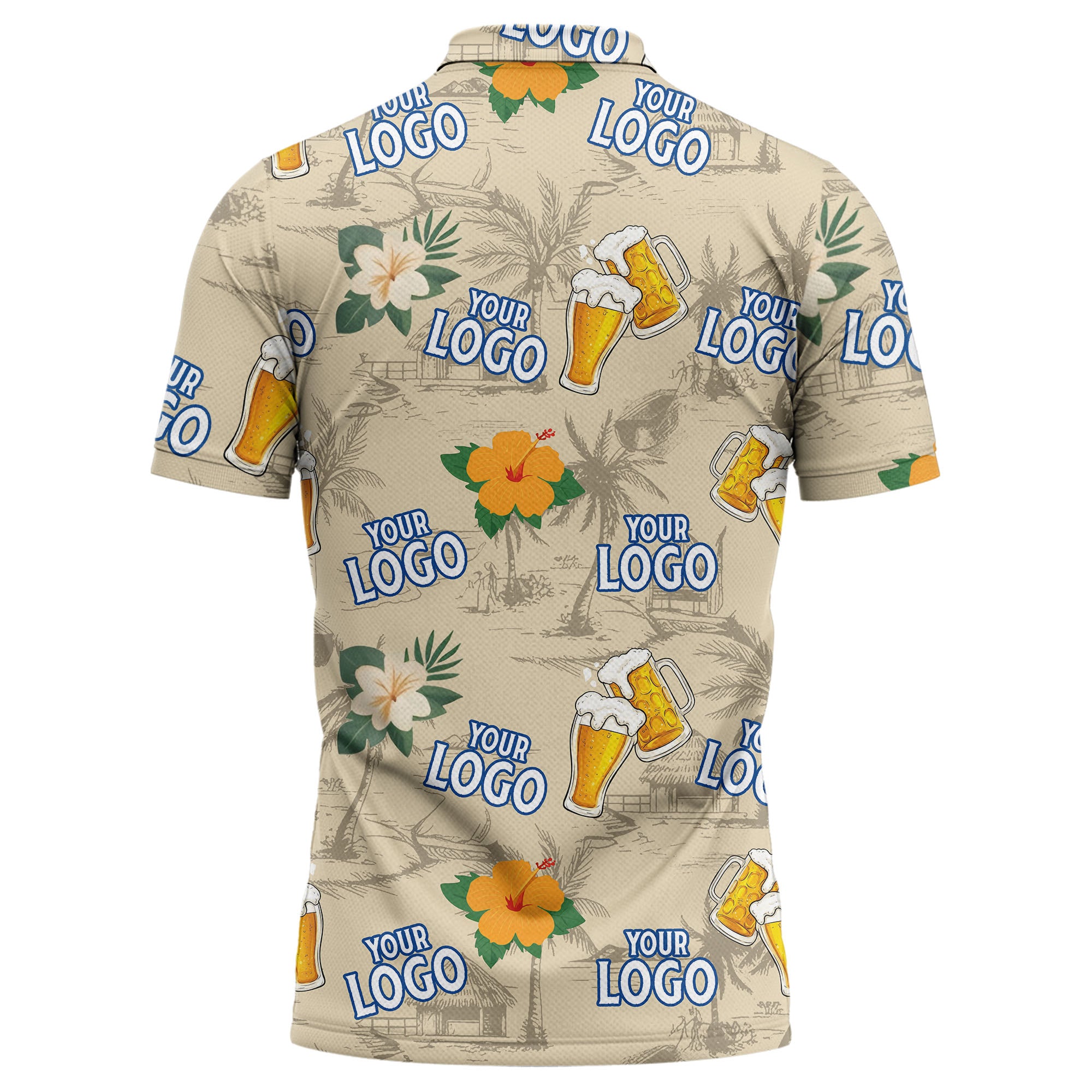 tropical beer & palm tree polo shirt | fun all-over print for summer parties
