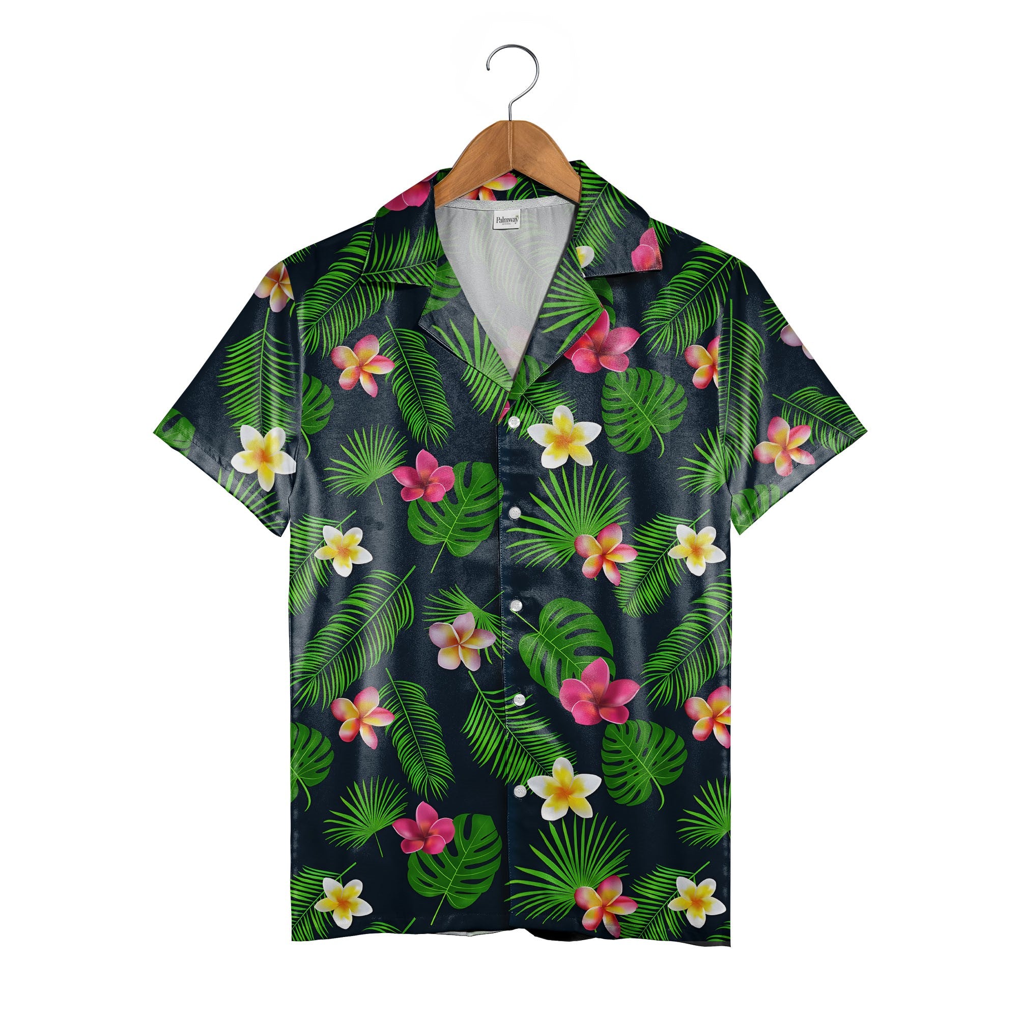 Tropical Business Hawaiian Shirt with Large Monstera and Custom Branding
