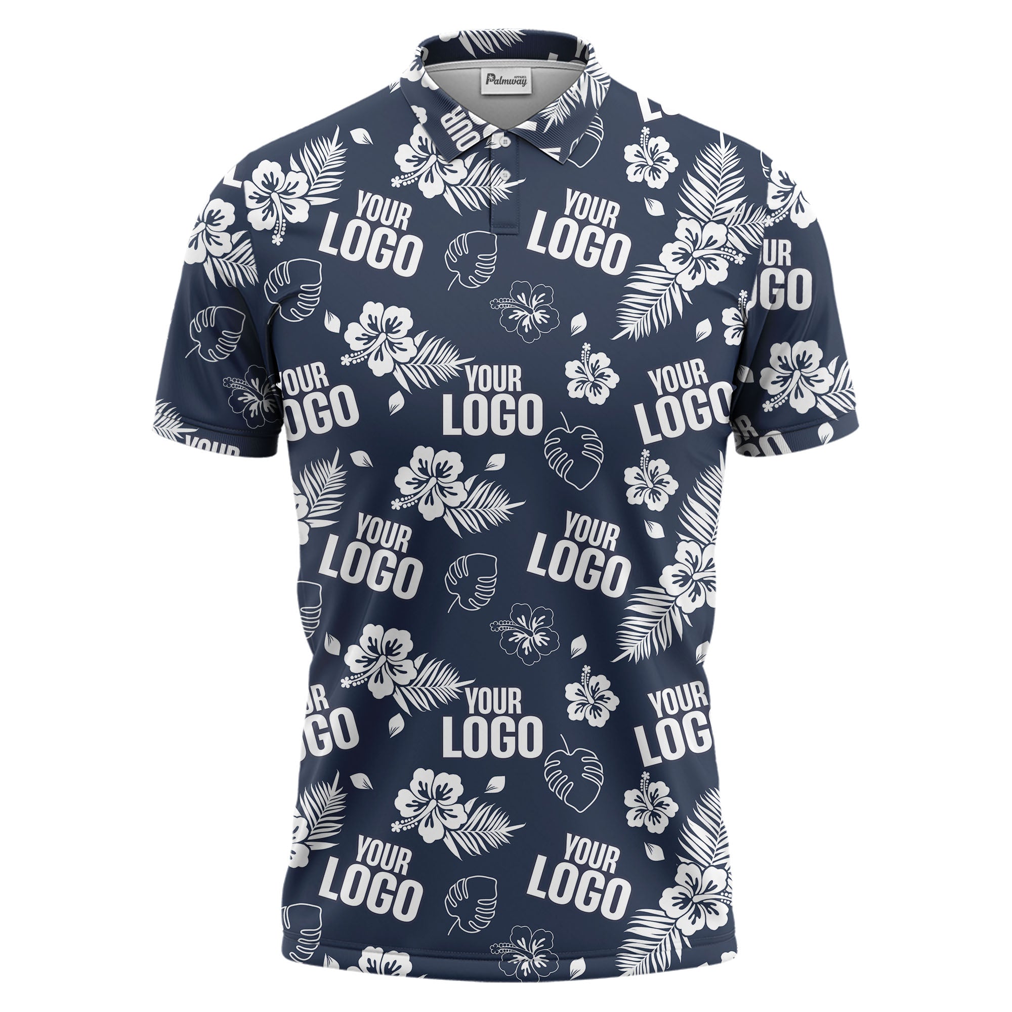 tropical hibiscus polo shirt with custom logo | custom color floral