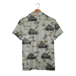 Tropical Military Tank Hawaiian Shirt with Palm Trees & Island Vibes