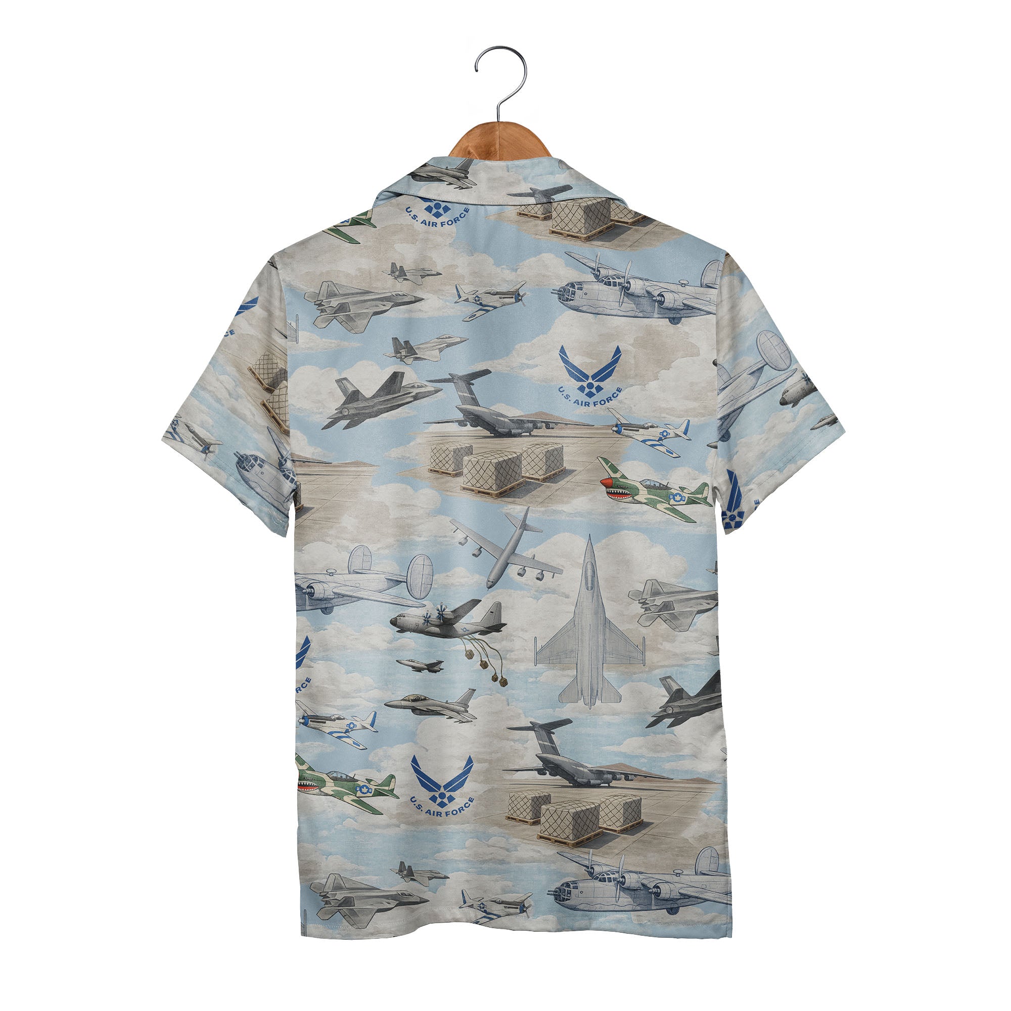 US Air Force Aviation Hawaiian Shirt - Fighter Jets Bombers Transport Planes Print
