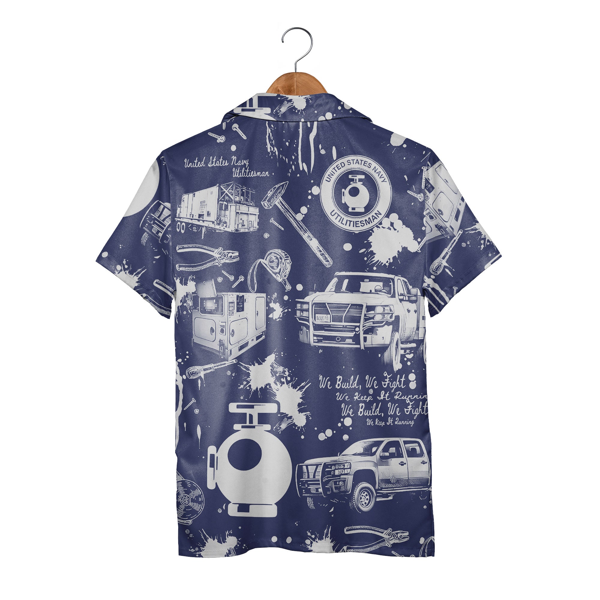 US Navy Utilitiesman Hawaiian Shirt - Military Tools Trucks We Build We Fight