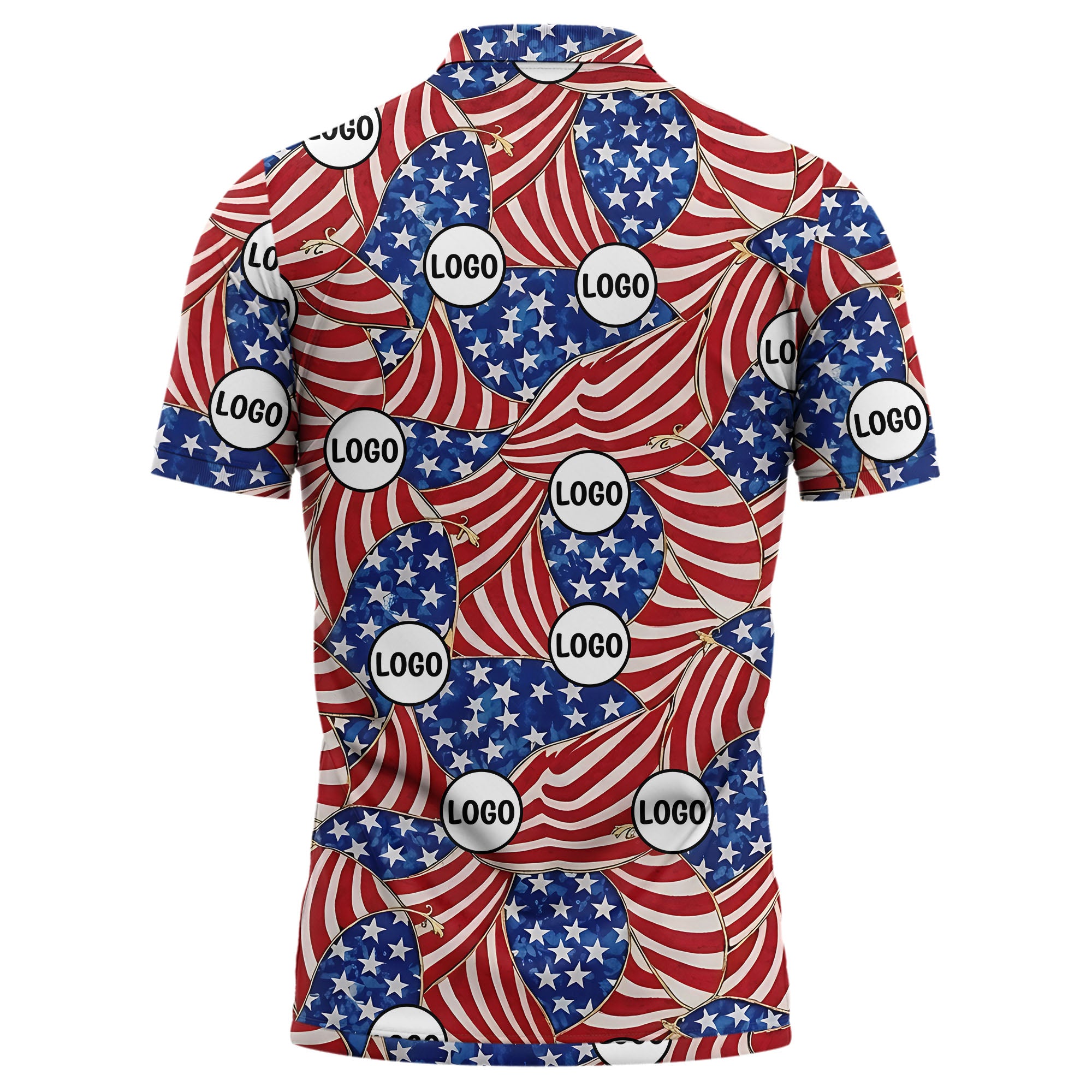 usa flag stars & stripes tropical hawaiian polo shirt for proud patriots