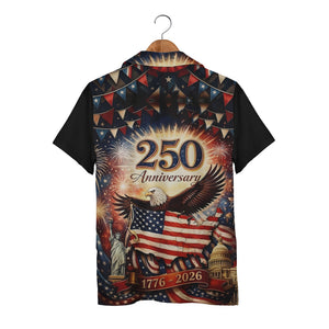 USA Landmarks Hawaiian Shirt - Eagle Capitol Statue of Liberty & Fireworks Anniversary