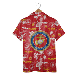 USMC Hawaiian Shirt - Marine Corps Tropical Floral Veteran Gift for Him