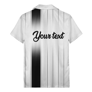 vertical black & white stripe custom logo hawaiian shirt