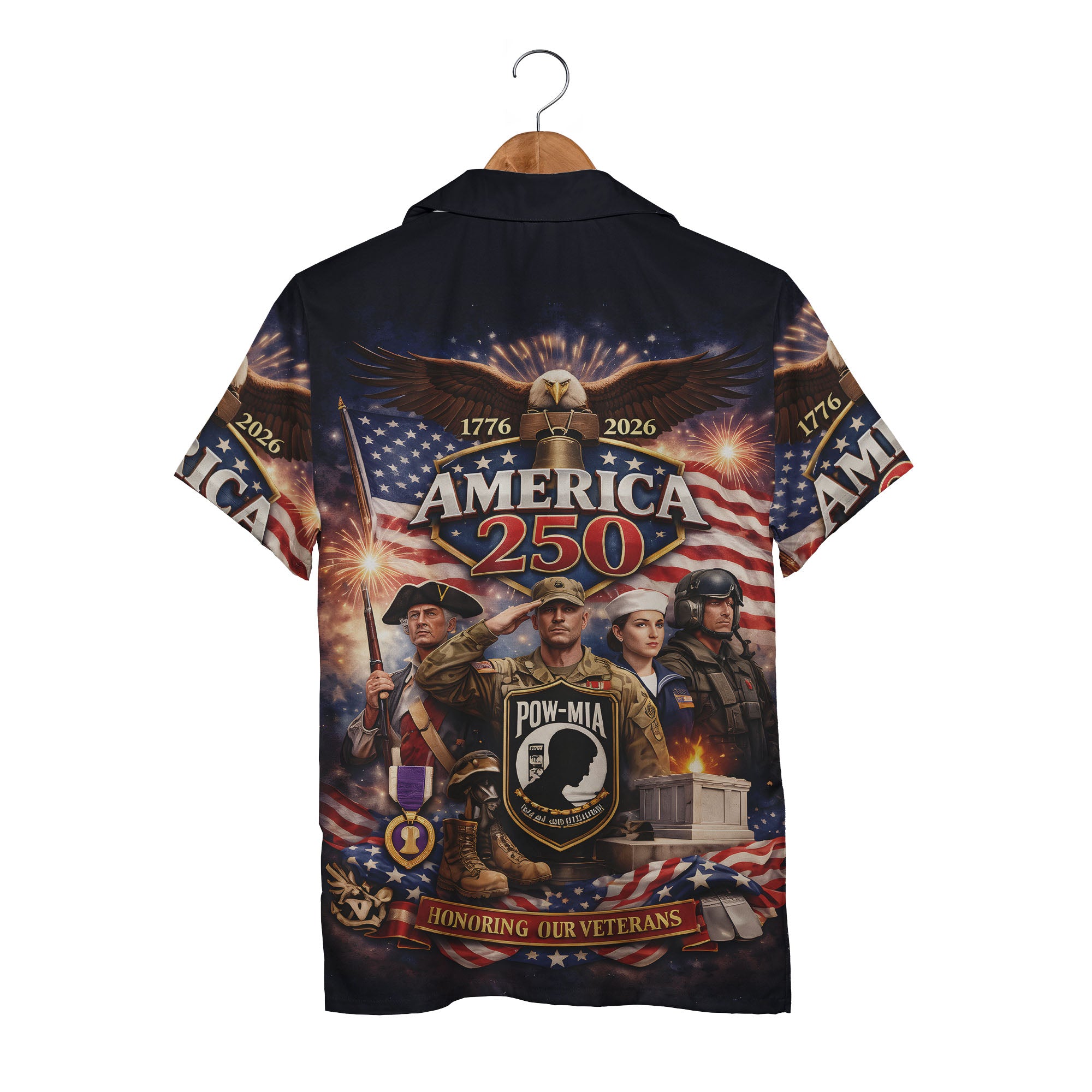 Veterans Military Hawaiian Shirt - Soldiers Dog Tags & POW-MIA Memorial Day Design