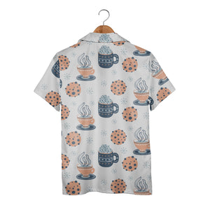Warm Cocoa Mug Hawaiian Shirt with Cookies and Whipped Cream Design