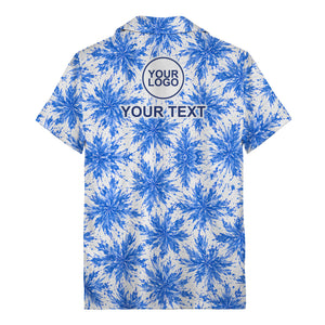 watercolor cannabis leaf repeat navy blue hawaiian shirt for beach days