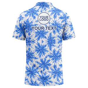 watercolor cannabis leaf repeat navy blue polo shirt for beach vacations
