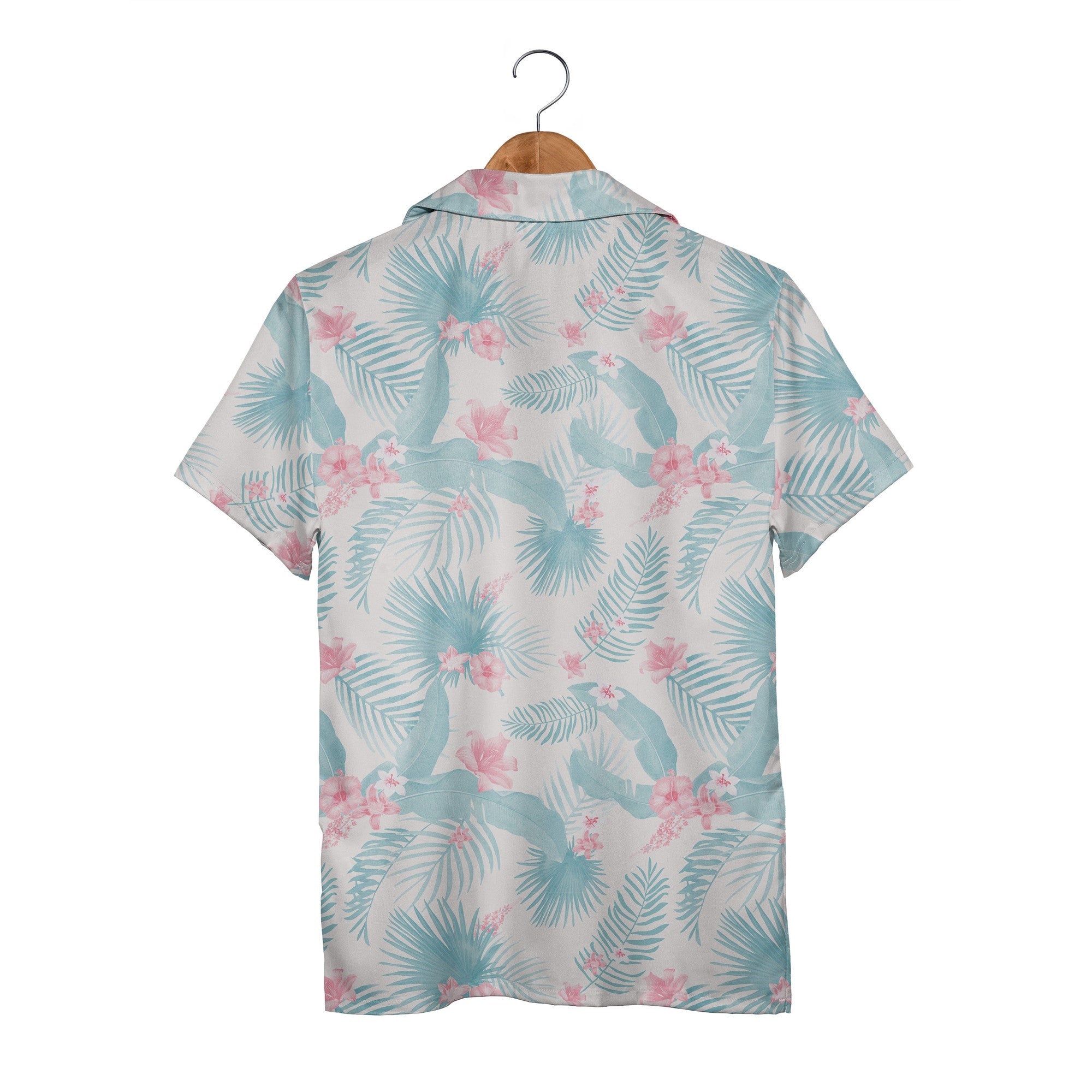 Watercolor Coastal Hawaiian Shirt with Soft Palm Fronds