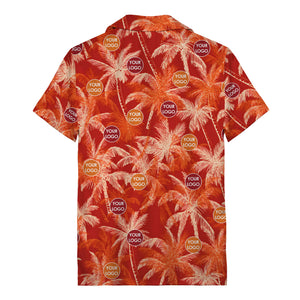 watercolor coral red palm tree & logo hawaiian beach vacation shirt hawaiian shirt