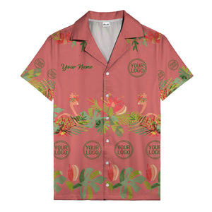 watercolor flamingo palm tropical flowers black hawaiian shirt