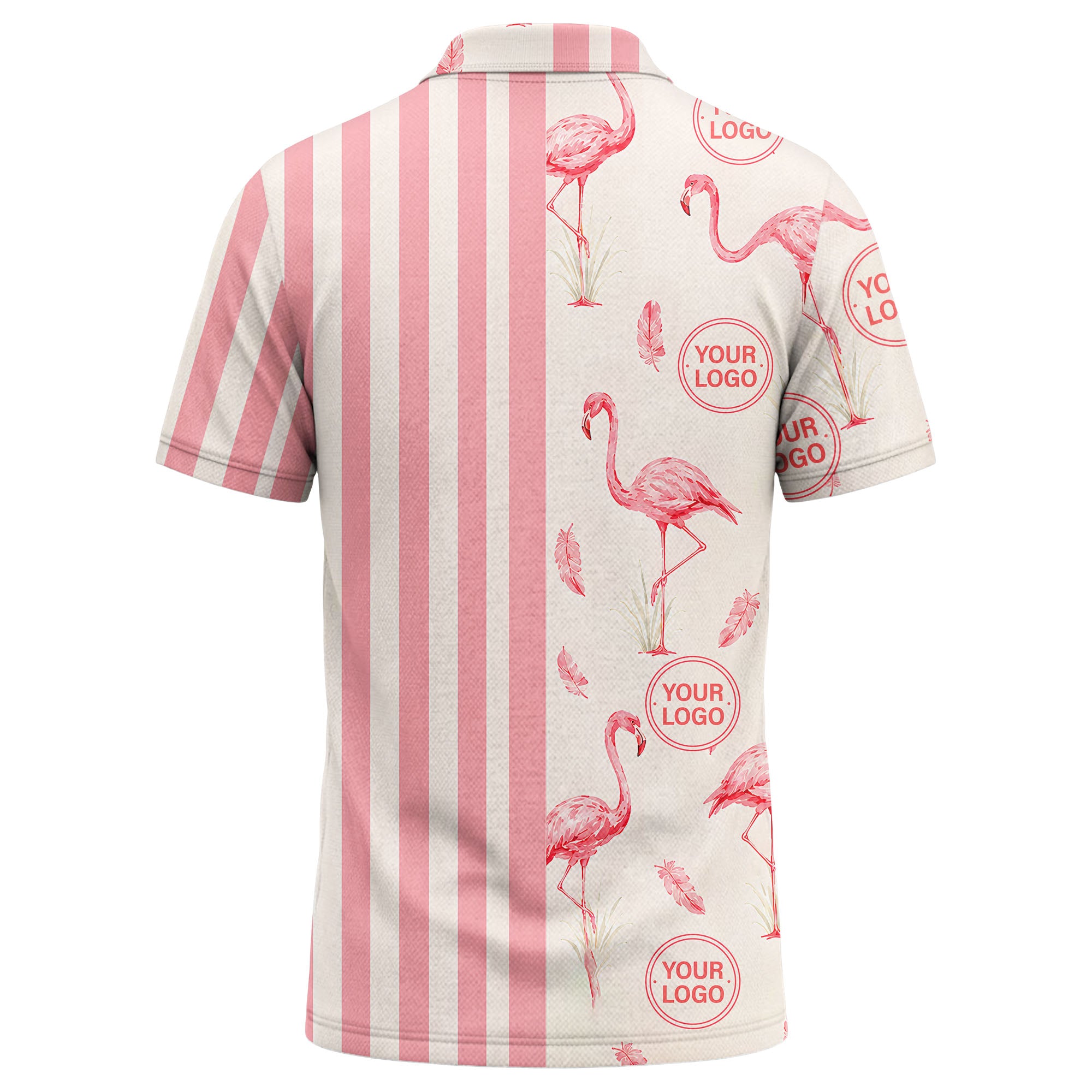 watercolor flamingos feather stripes golf polo shirt for men