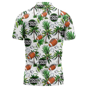 watercolor football & palm trees ice cubes tropical beach polo shirt for men