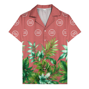 watercolor palm fronds & monogram logo repeat hawaiian shirt