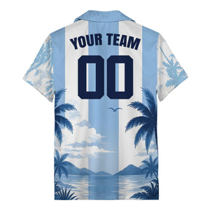 watercolor palm trees over ocean waves hawaiian shirt for men