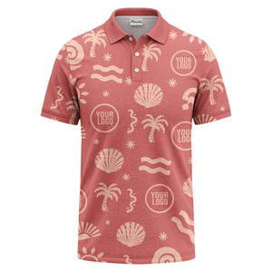 watercolor palm trees seashells waves polo shirt for beach vacation