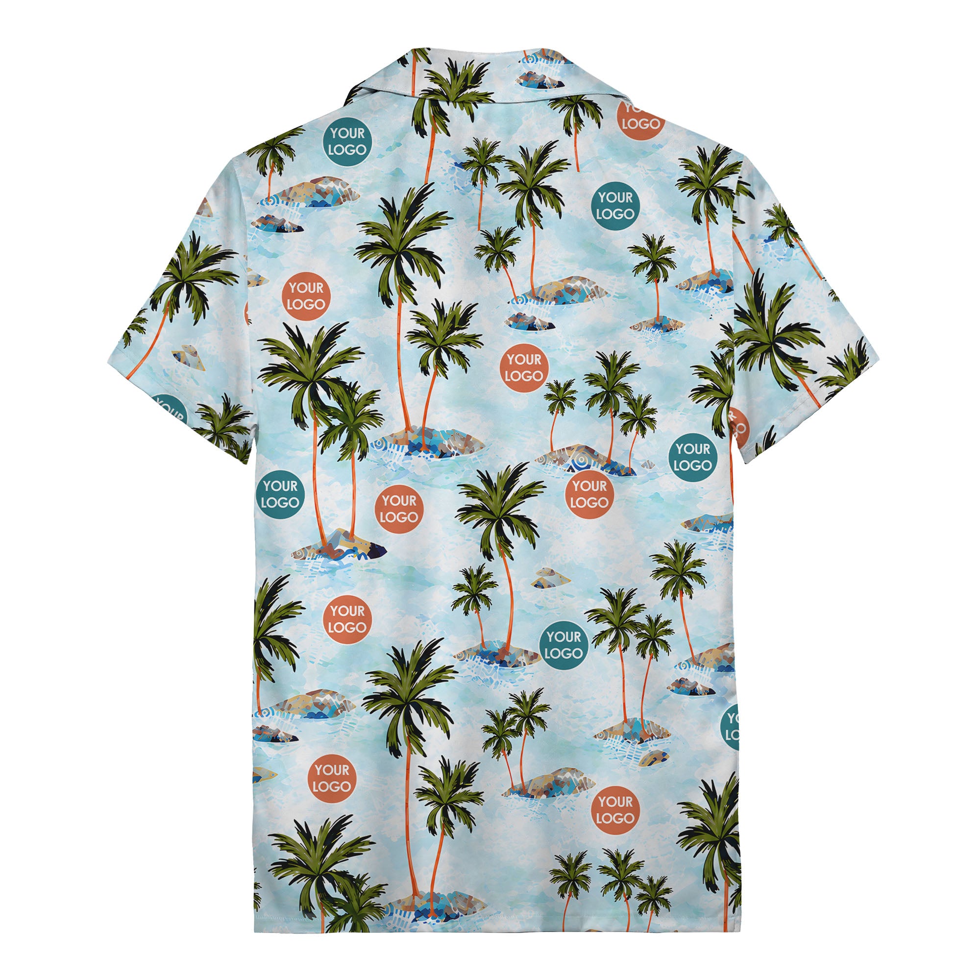 watercolor palm trees & surfboards island repeat hawaiian shirt