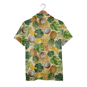 Watercolor Pineapple Hawaiian Shirt with Bananas and Coconuts
