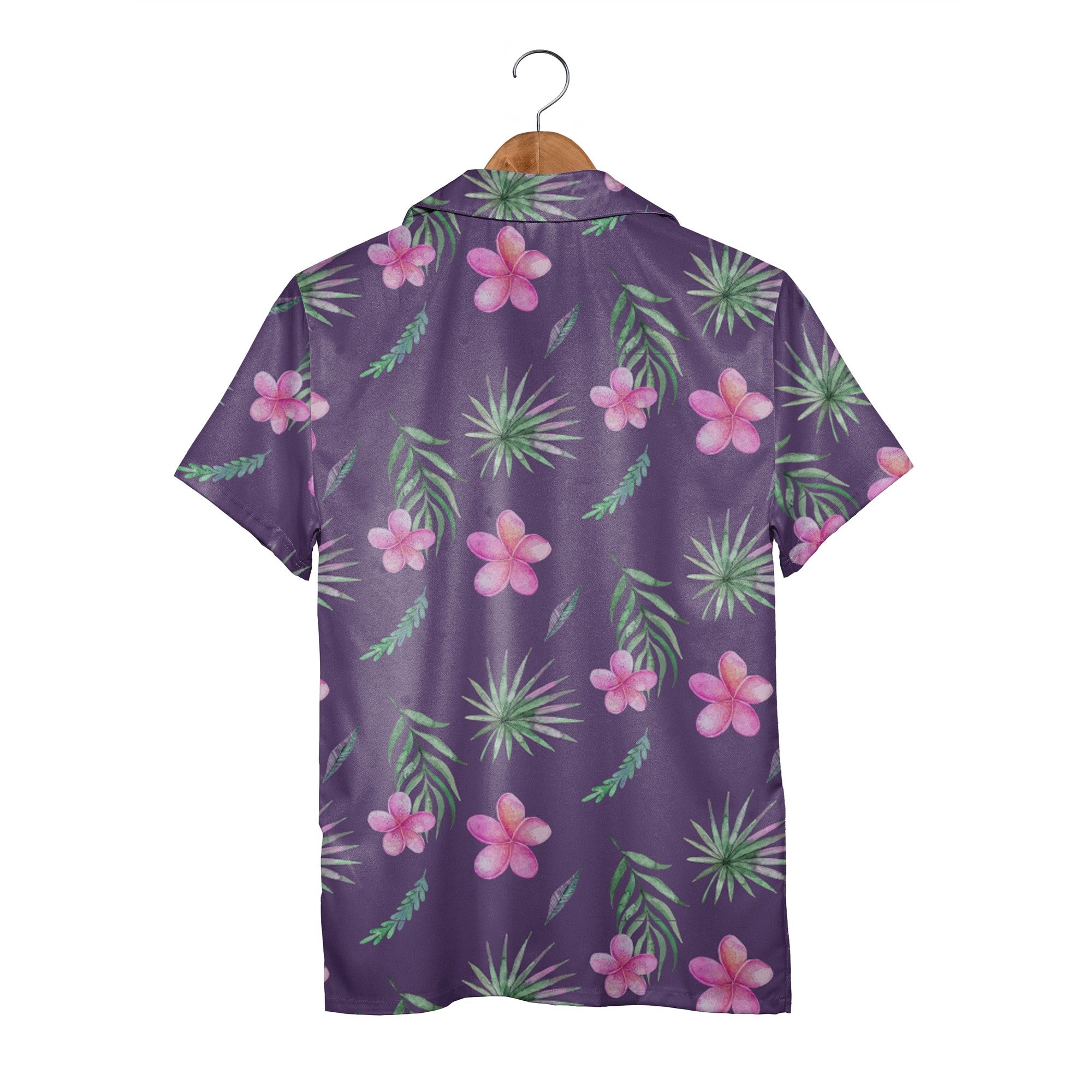 Watercolor Plumeria Hawaiian Shirt in Deep Purple Hues