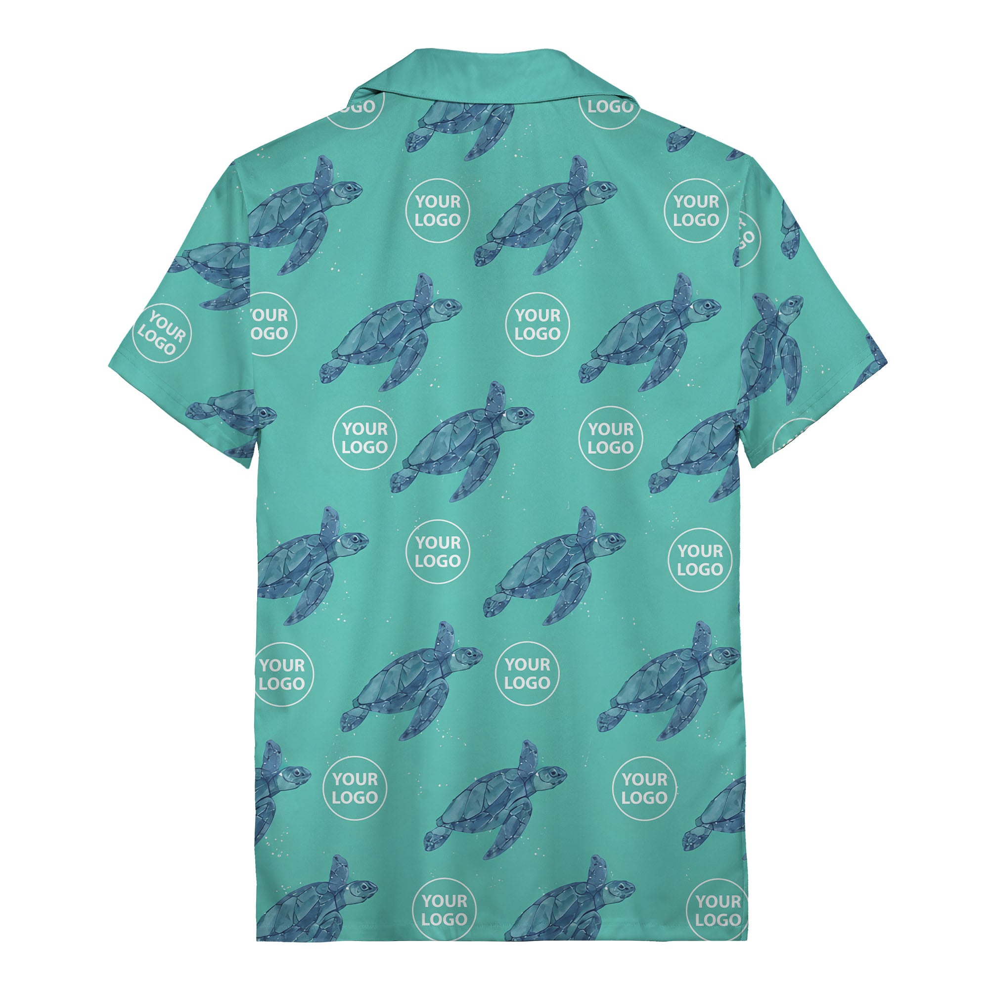 watercolor sea turtle repeat hawaiian shirt with custom logo slots