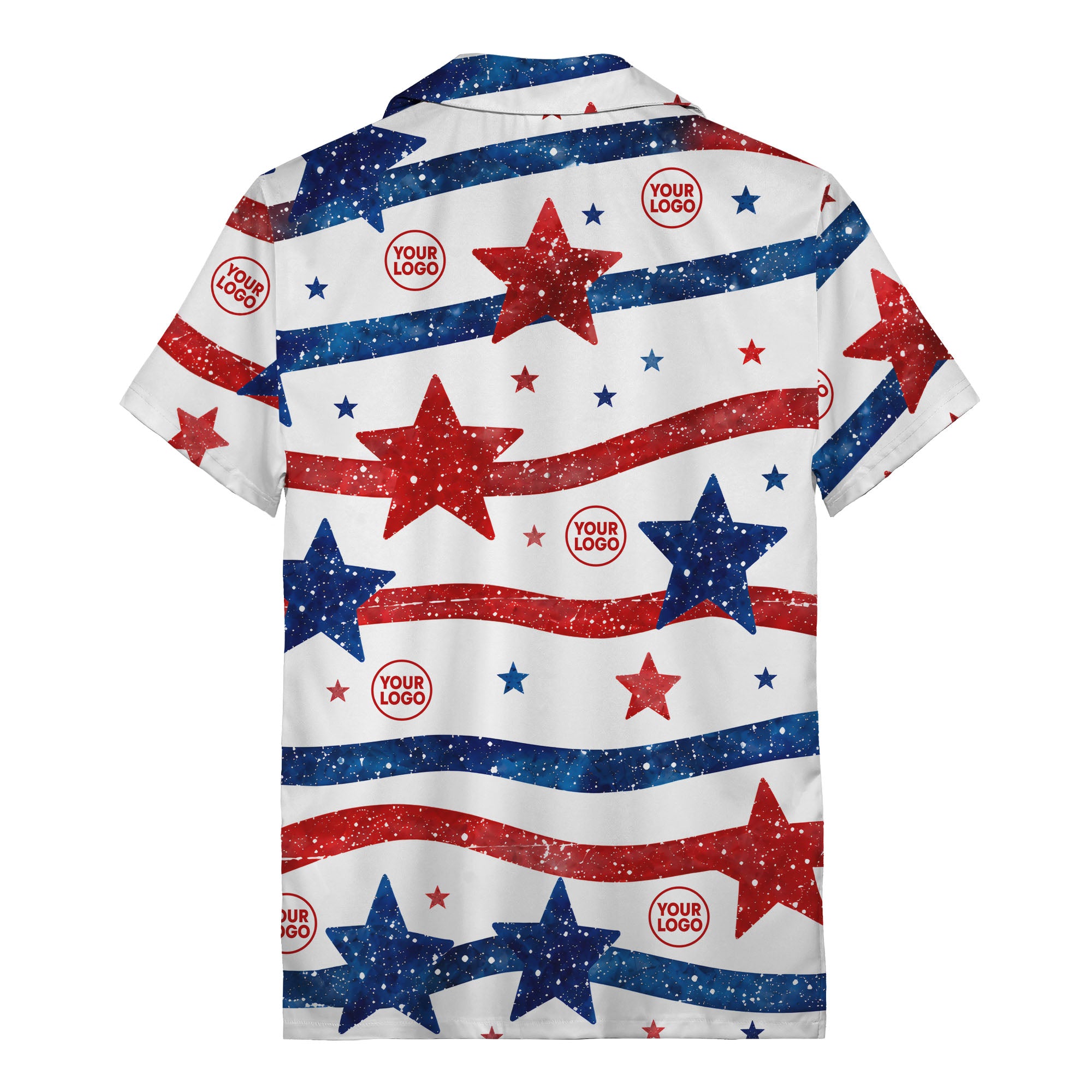 watercolor stars & stripes american flag hawaiian shirt for men