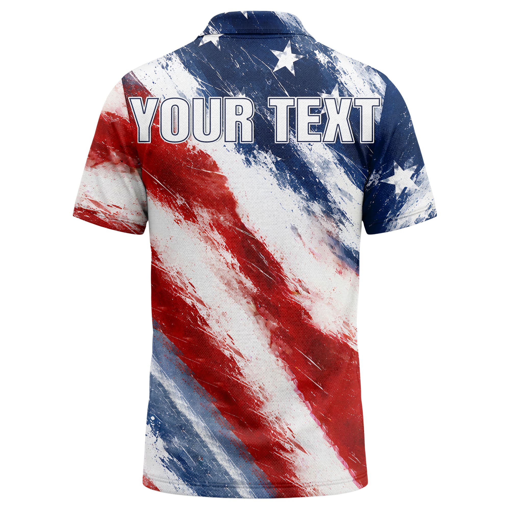 watercolor stars & stripes diagonal splash polo shirt for men