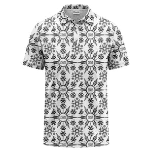 watercolor sunburst floral repeat pattern golf polo shirt