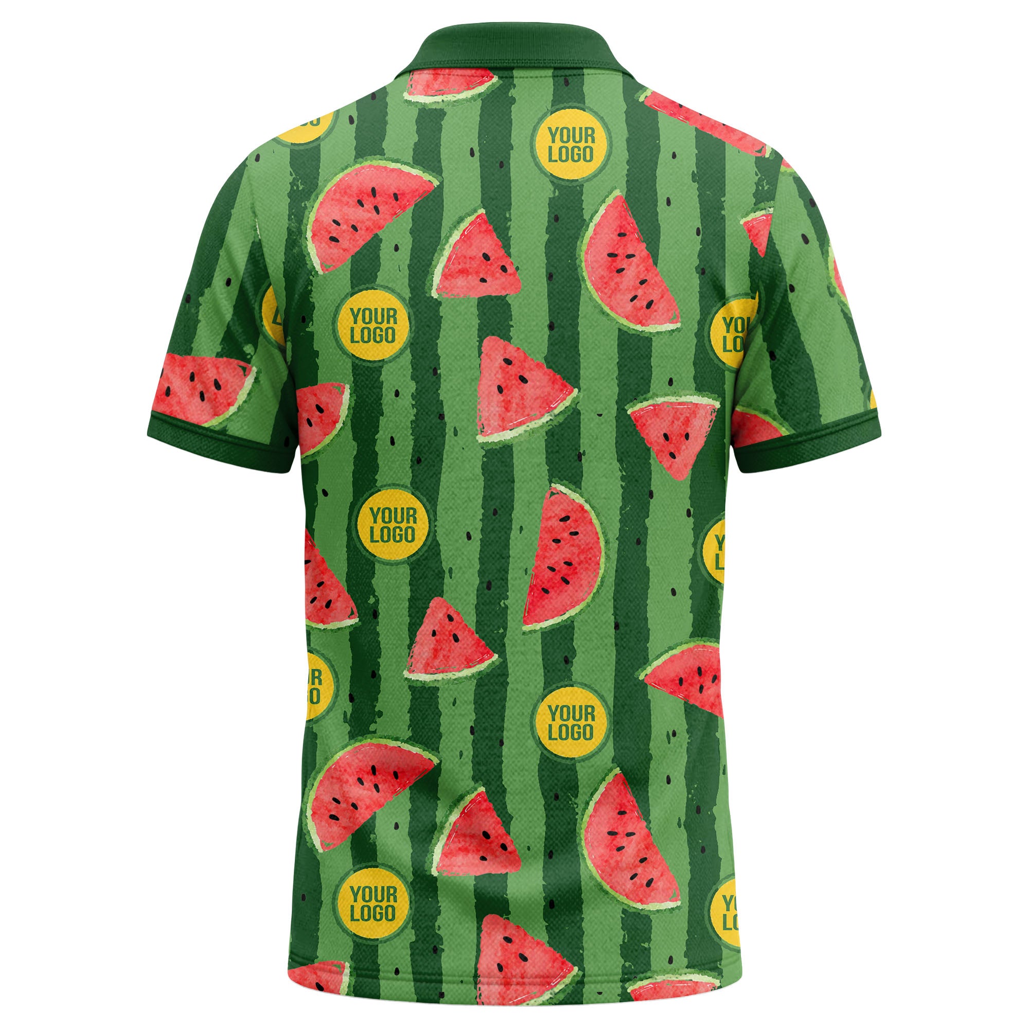 watercolor watermelon slice & yellow logo circle polo shirt for men